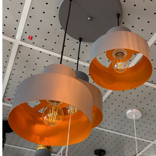 Triple Pendant Light with Orange Interior