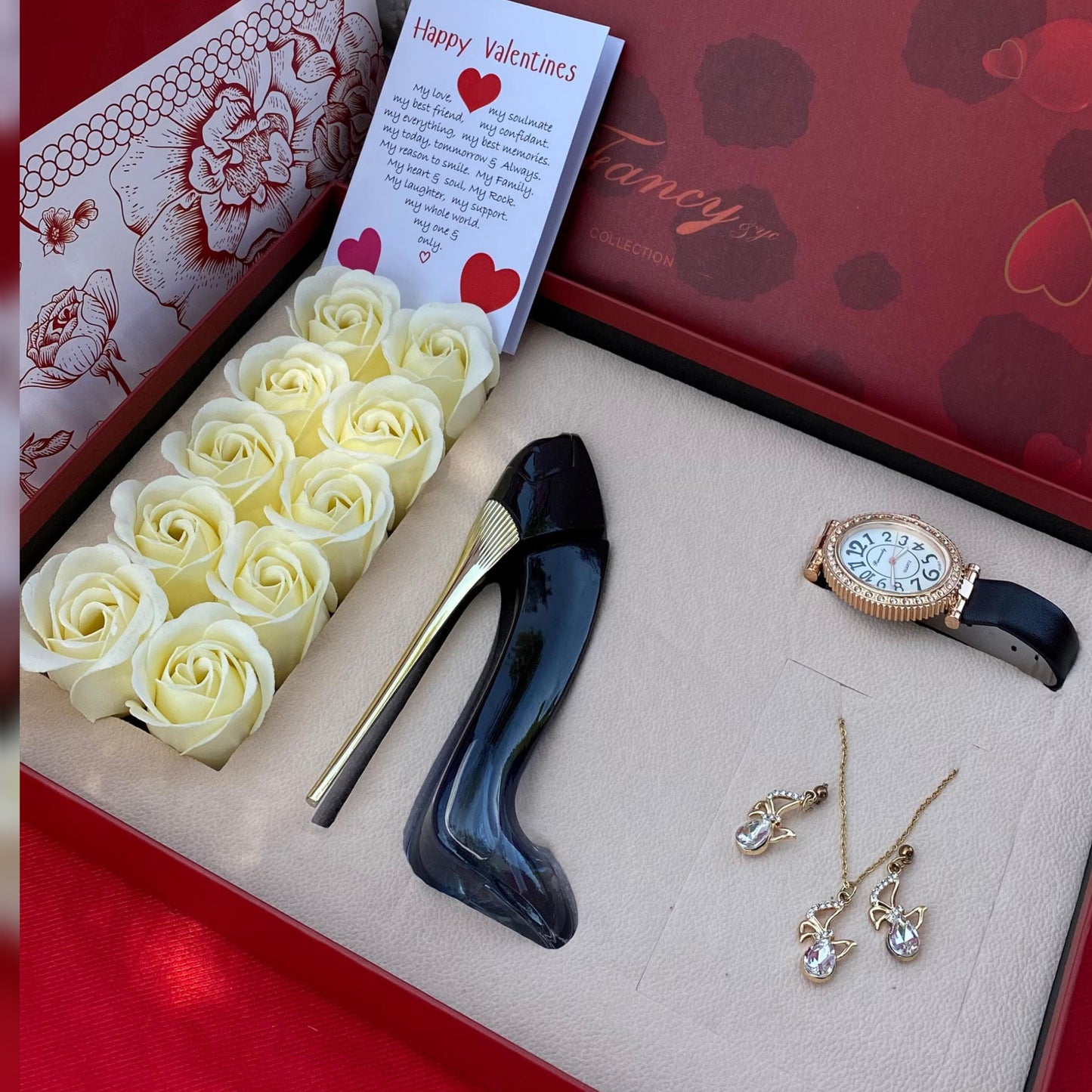Valentine's Day Floral Perfume and Jewelry Gift Set