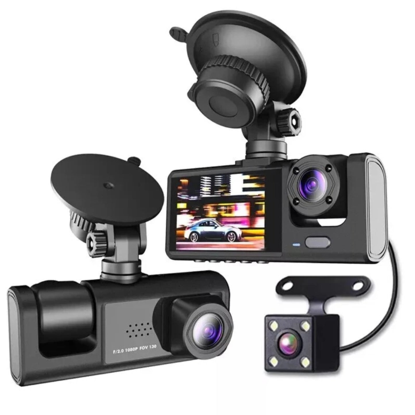 Front/Rear/Inside Video Recorder Camera G-sensor HD 1080P Car Dual Lens Dash Cam