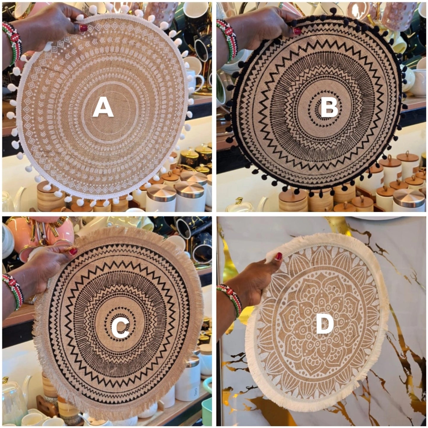 6Pcs Round Woven Jute Table Mats