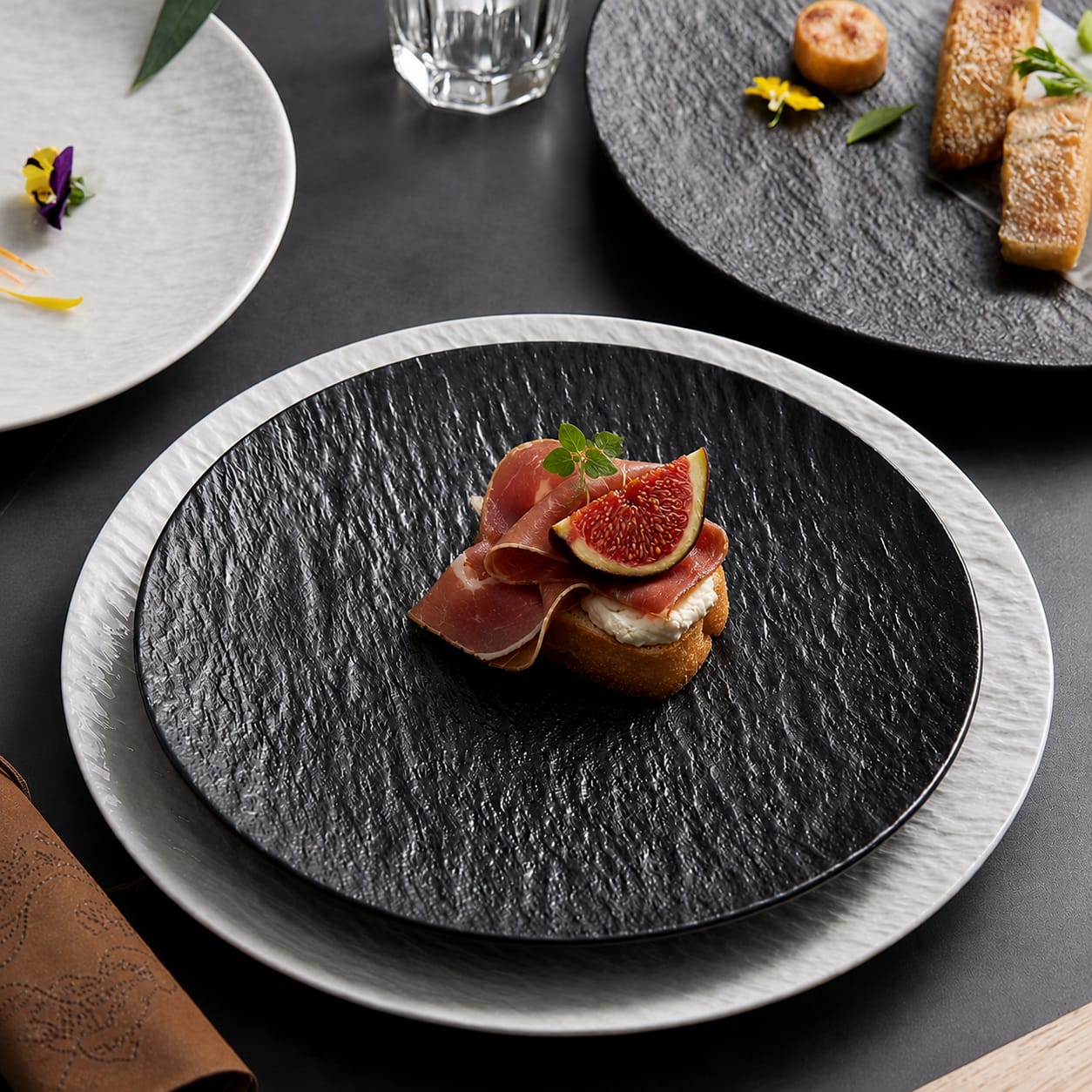 Ceramic Stone Texture Dinner Plates
