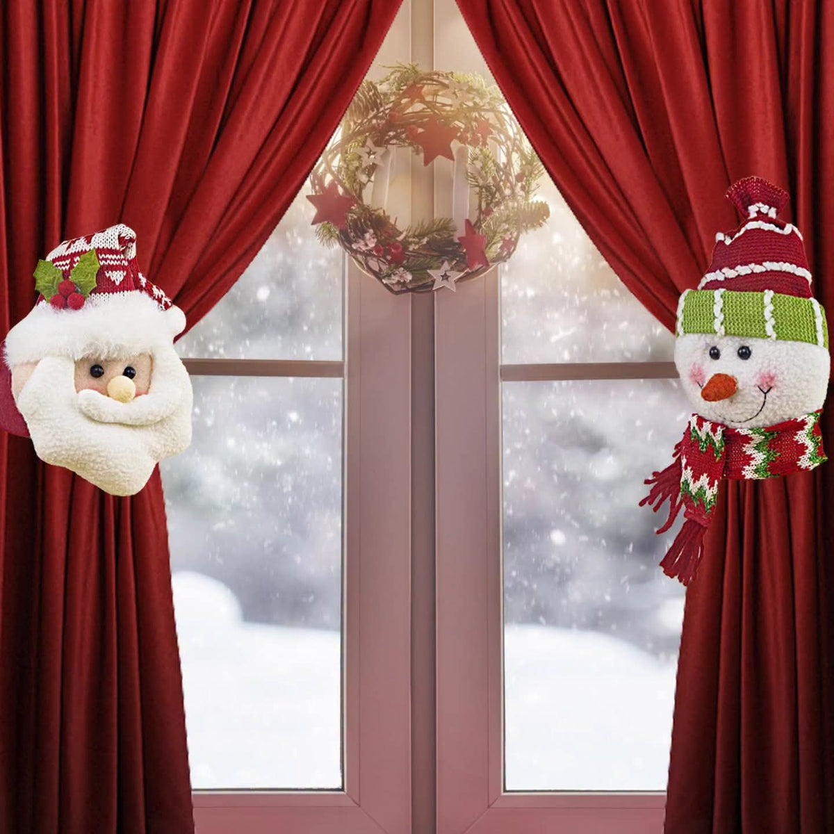 Pair Christmas Curtain Tie Backs
