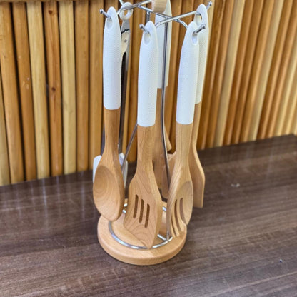 6pcs Bamboo Spoon Set with Stand