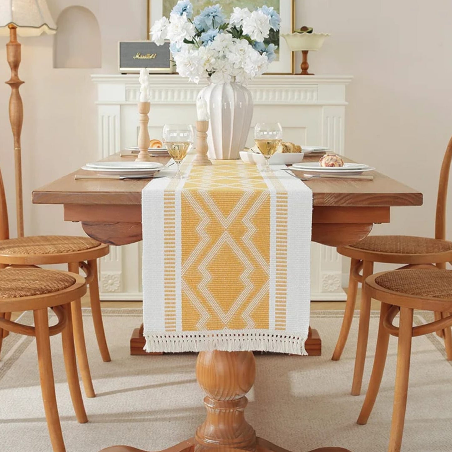 Tassel Cotton Linen Table Runner