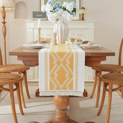 Tassel Cotton Linen Table Runner
