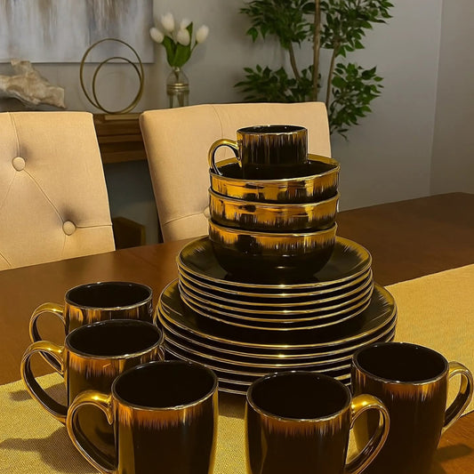 Black gold dinner set
