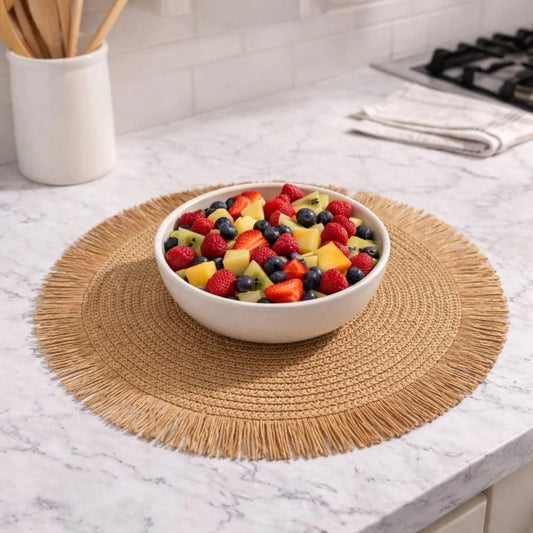 6pcs Round Braided Jute Table Placemat Set