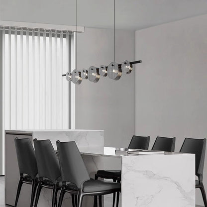 Black Linear Glass  Chandelier Light