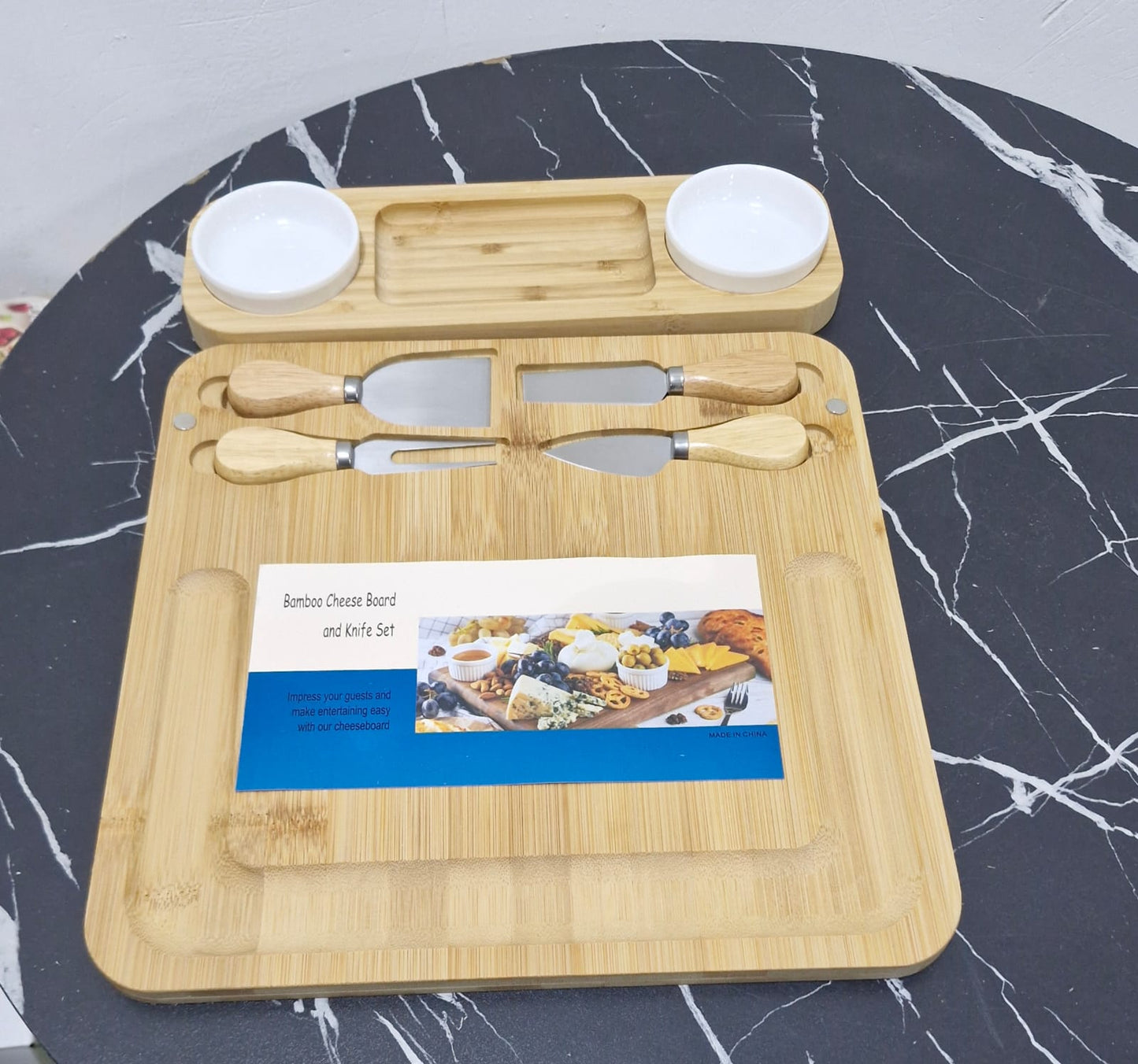 Bamboo Cheese Board and Cutlery Set