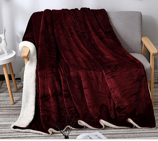 Double layer throw blanket