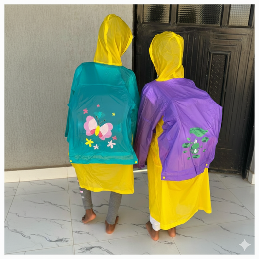 Colour rain coats with bag cover back to schools 