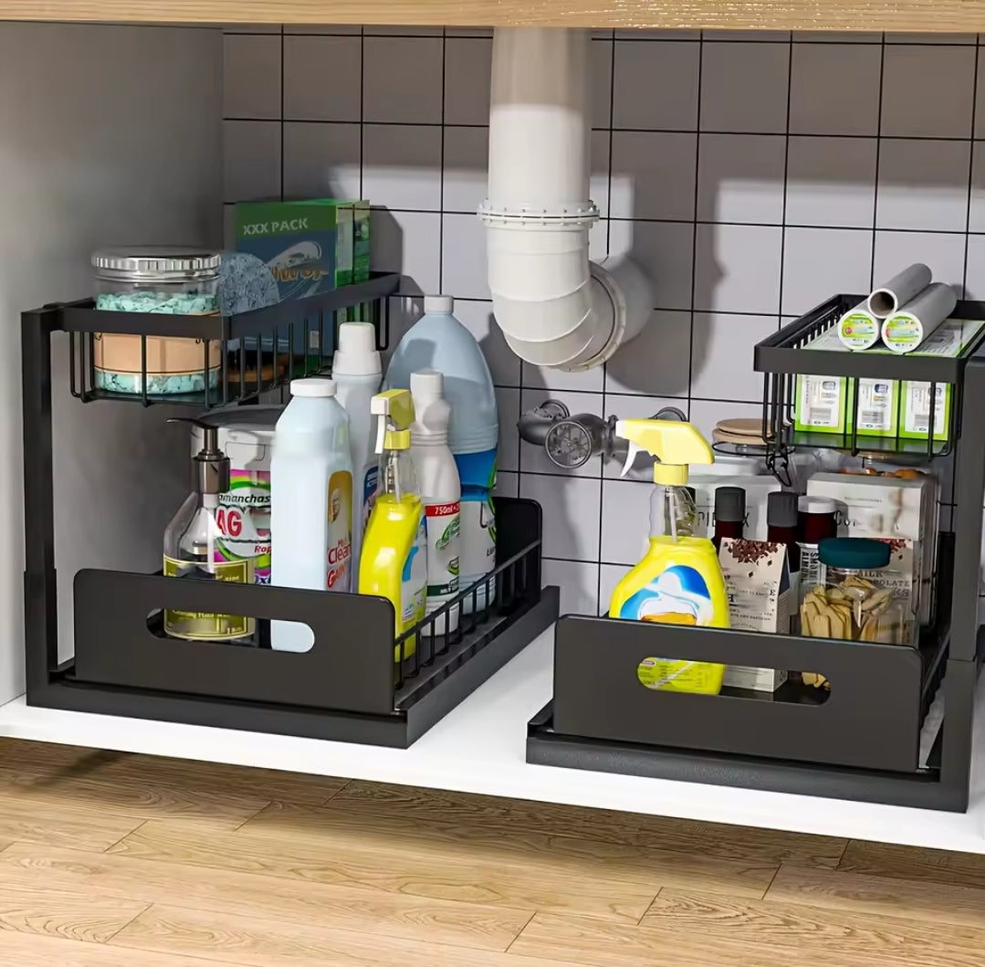 Sliding bathroom organizer under sink organizer bathroom caddy