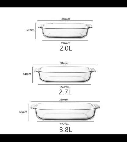 3Pcs glass baking tins
