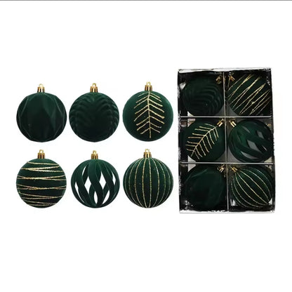 6Pc 8Cm Velvet Christmas Balls