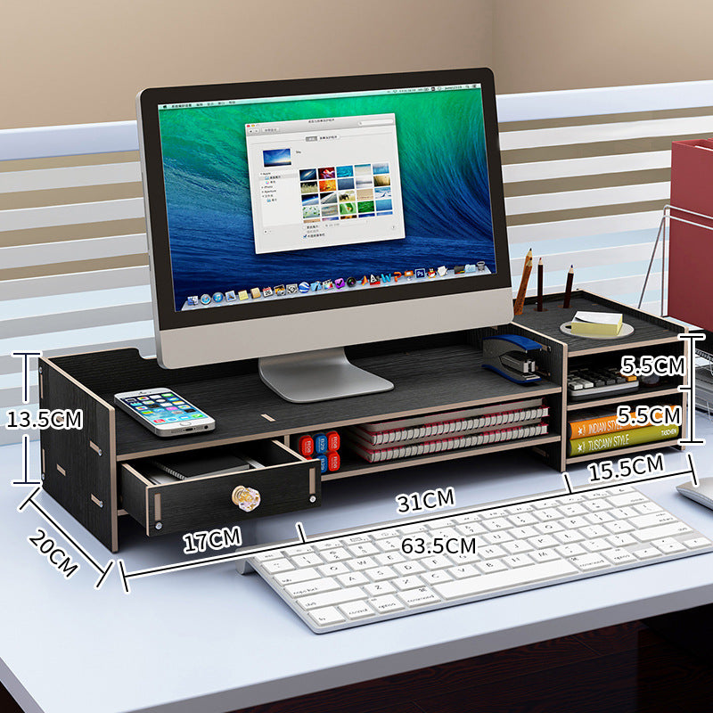 Bamboo Desktop Monitor Stand with Integrated Storage