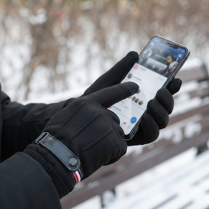 Touch Screen Winter Gloves With A Strap Buckle