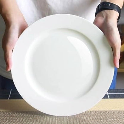 6Pcs White Porcelain Round Dinner Plate Set