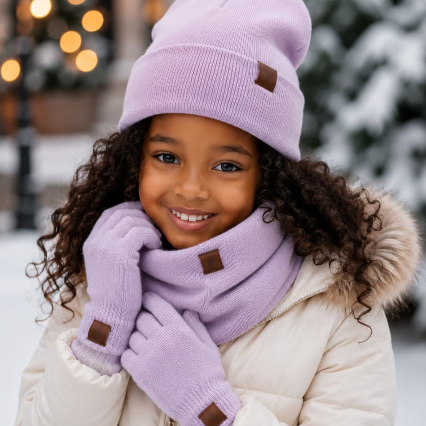 3-Piece Knitted Hat Beanie Scarf and Gloves Set
