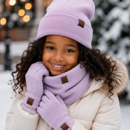 3-Piece Knitted Hat Beanie Scarf and Gloves Set