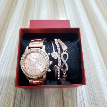 4Pcs  Ladies Watch and Bracelet Gift Set