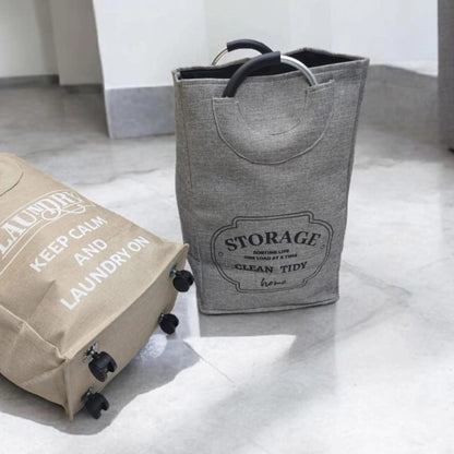 Laundry basket with movable wheels