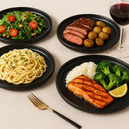 6pcs black ceramic plates