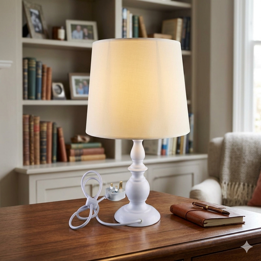 White  Drum Bedside Light 