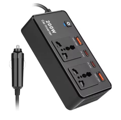 200W Car Inverter Dual AC and USB Charging Ports