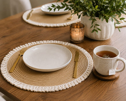 6Pcs Woven Table Mat with Tassels