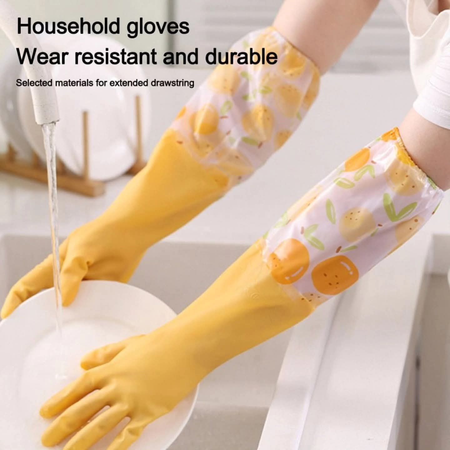 Long silicon waterproof kitchen household gloves