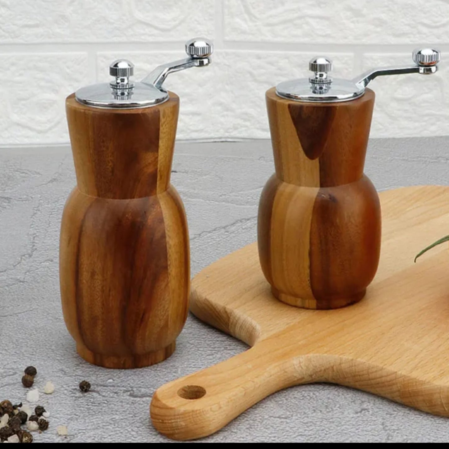 Acacia Wood Salt and Pepper Grinder Set