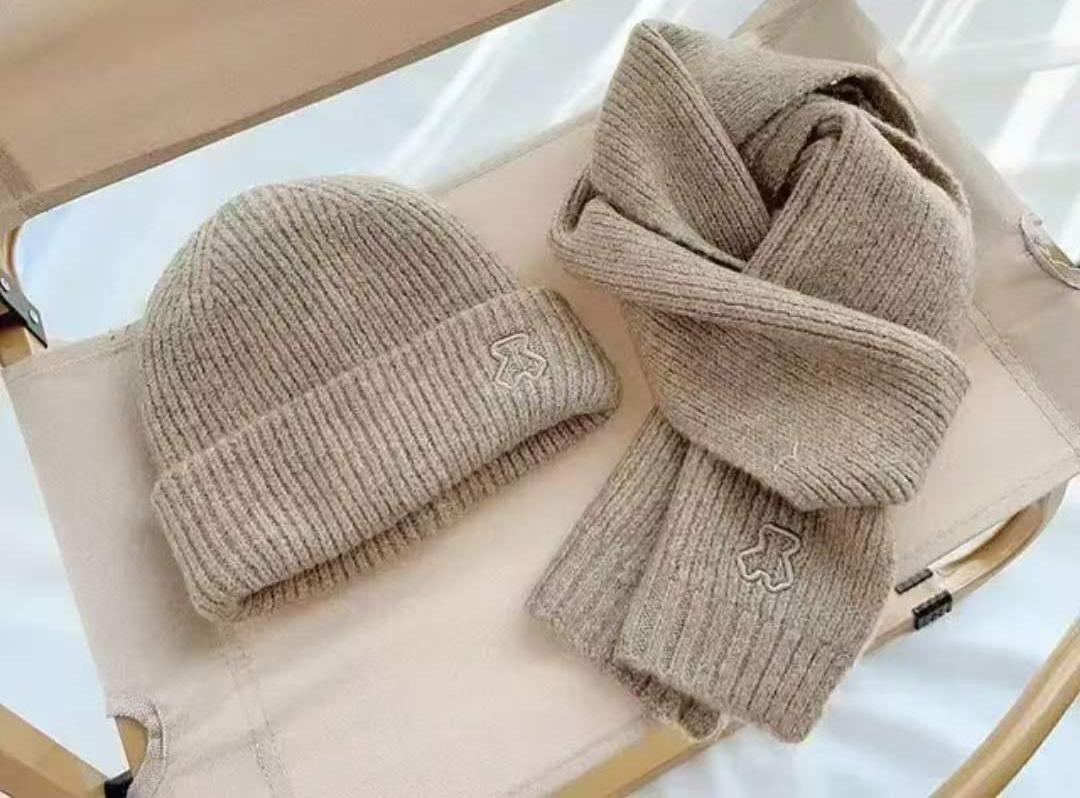 2 in 1 Warm Winter Kids Beanie Hat and Scarf Set