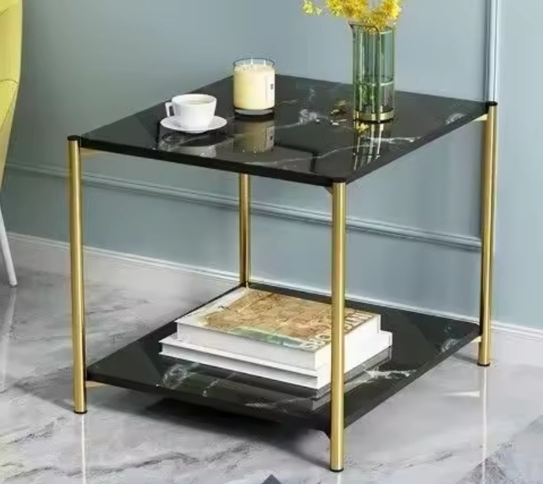 2 Tier Simple Side Table with Marble Top