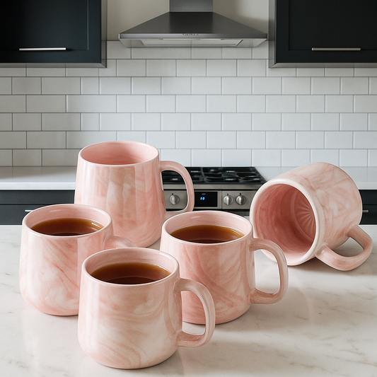 6Pc Marble mugs