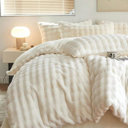 6*6 Winter fur bubble duvet blanket with sheet and cases