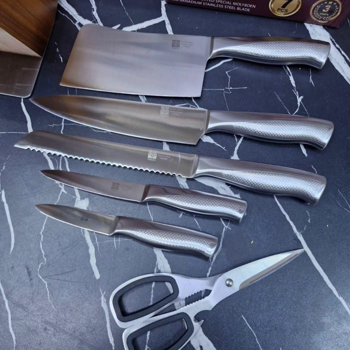 8Pcs Stainless Steel Knife Set with Wooden Block