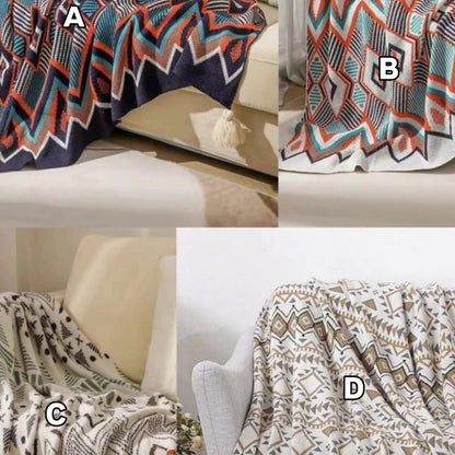 Bohemian Knitted Throw Blanket with Tassels