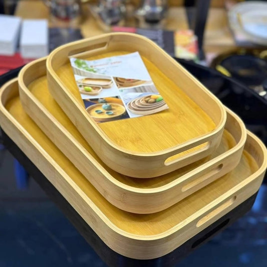 3Pcs Oval bamboo trays