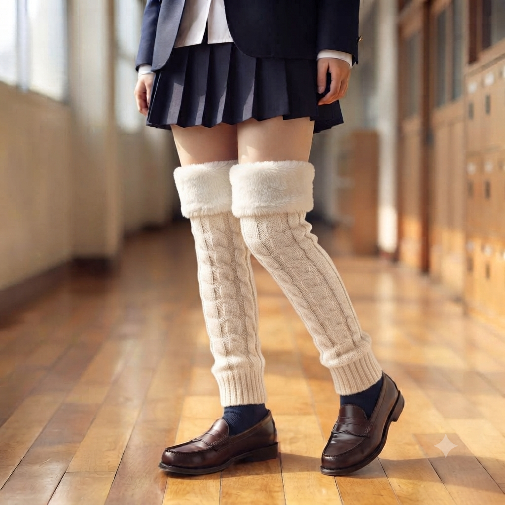 Fleece Lined Cable Knit Leg Warmers