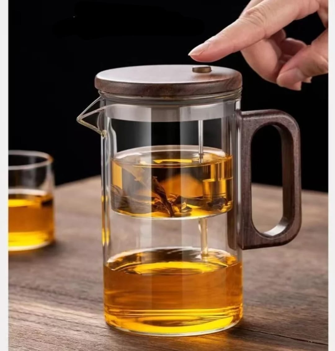 Borosilicate one press glass infuser tea pot kettle gha