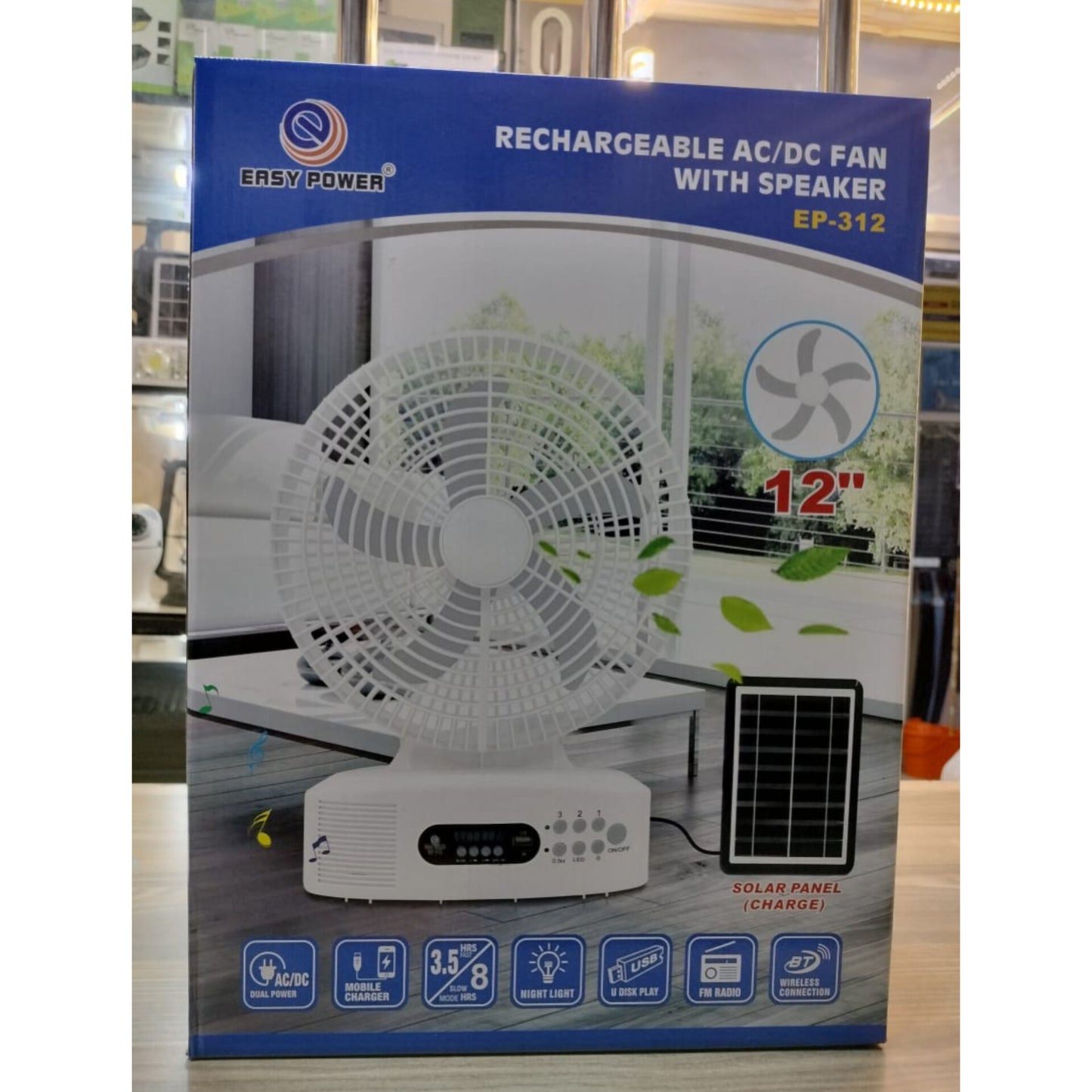 Solar Fan with Radio/Bluetooth speaker