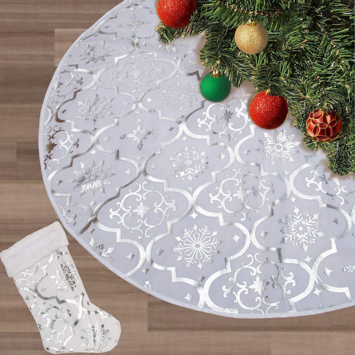Christmas Tree Skirt And Stocking Set