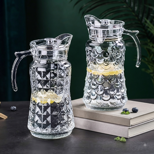 Patterned Glass Pitcher Water Jug