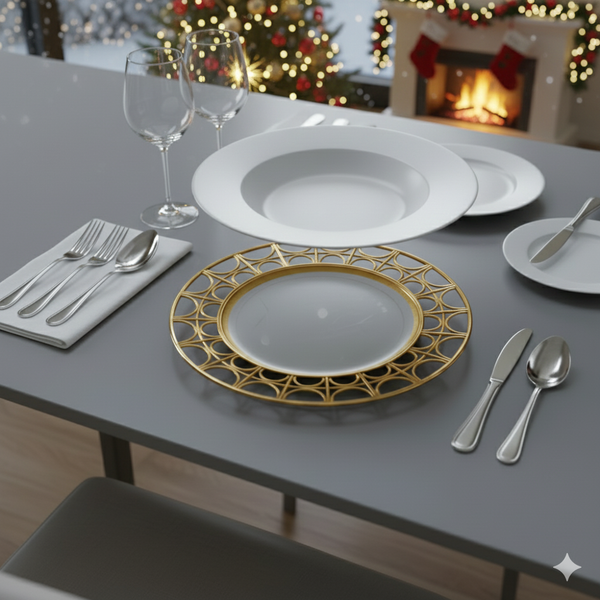 6 Pieces Gold Rim Decorative Charger Plate Set