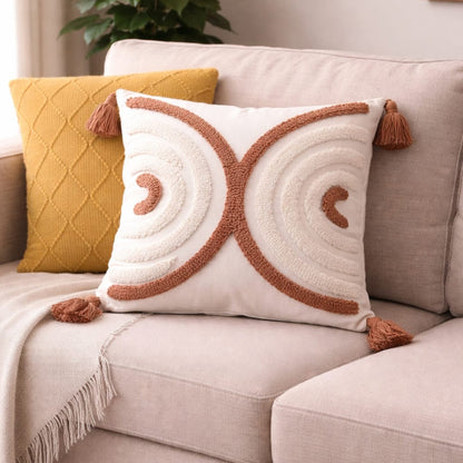 Boho Throw Pillow Cover with Tassels