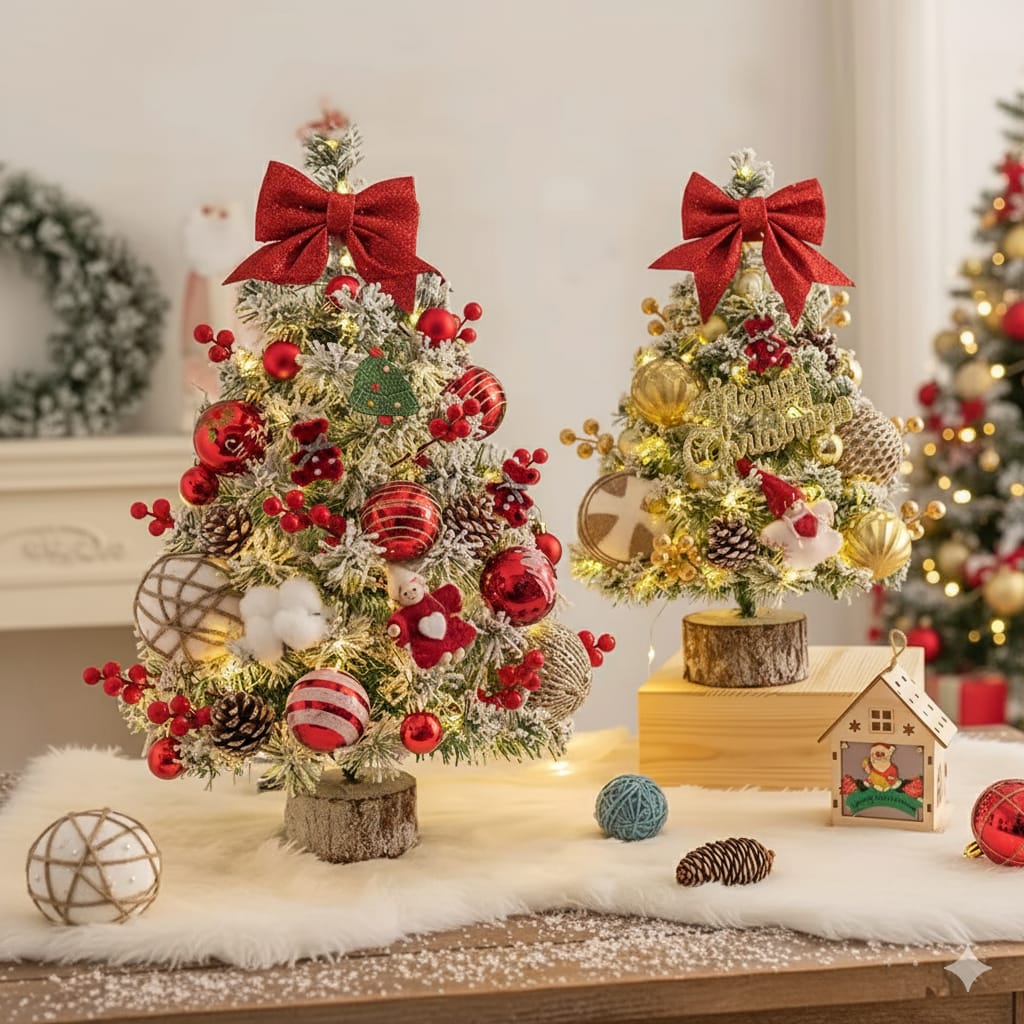 Table Top Christmas Tree With Decor And Lights Predecorated Tree