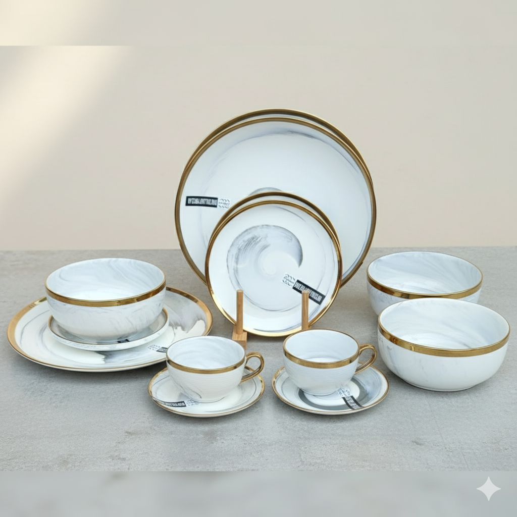 36pc Dinner set with gold rim
