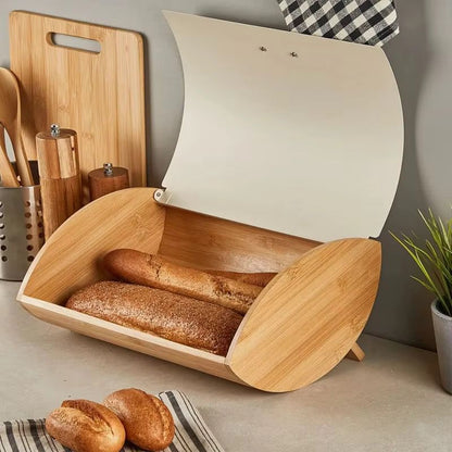 Bamboo Bread Bin with Metallic Cover Gha
