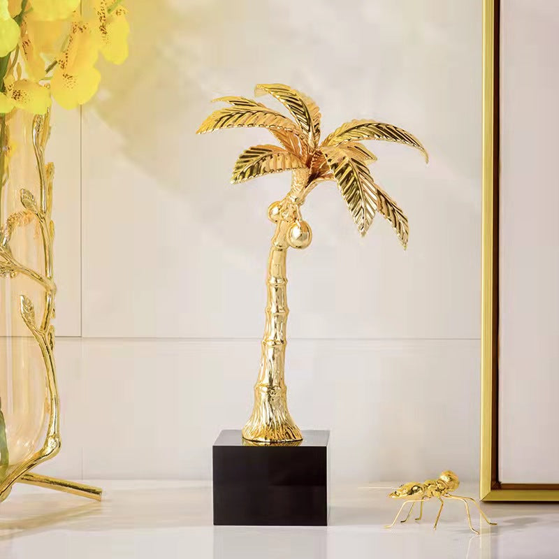 Gold palm tree  gift decor with marble base