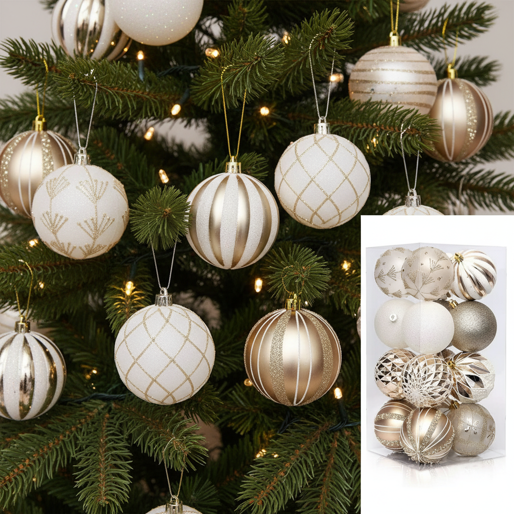 Assorted 16Pc  Christmas Balls Set